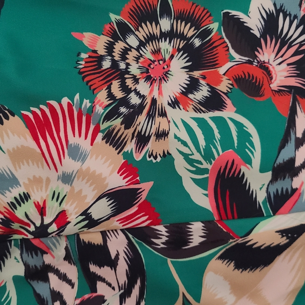 NWT Green with Floral Print Dress Trousers